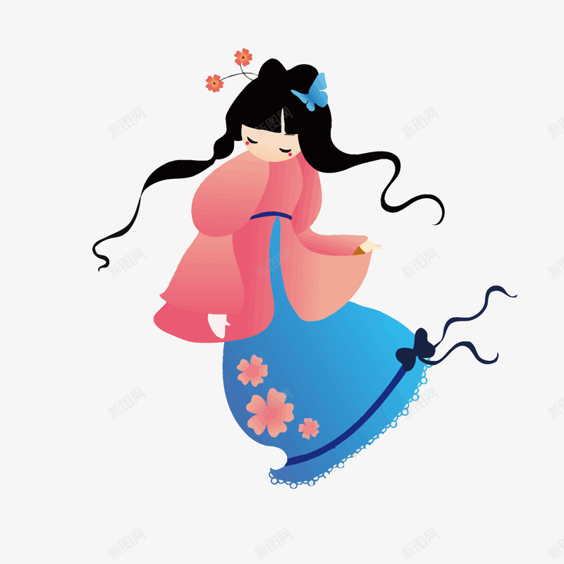 古装卡通少女矢量图eps免抠素材_88icon https://88icon.com 中国风 卡通 古代 复古 少女PNG矢量图 少女免扣PNG图 手绘 矢量少女 矢量图