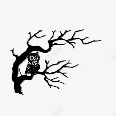 枯树枝上的猫头鹰图标图标