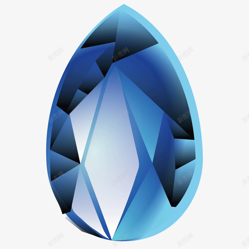 蓝色质感水滴钻石png免抠素材_88icon https://88icon.com 水滴 蓝色 蓝色矢量 质感 钻石