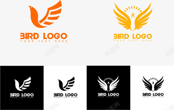 矢量创意小鸟树木网站logo图标图标