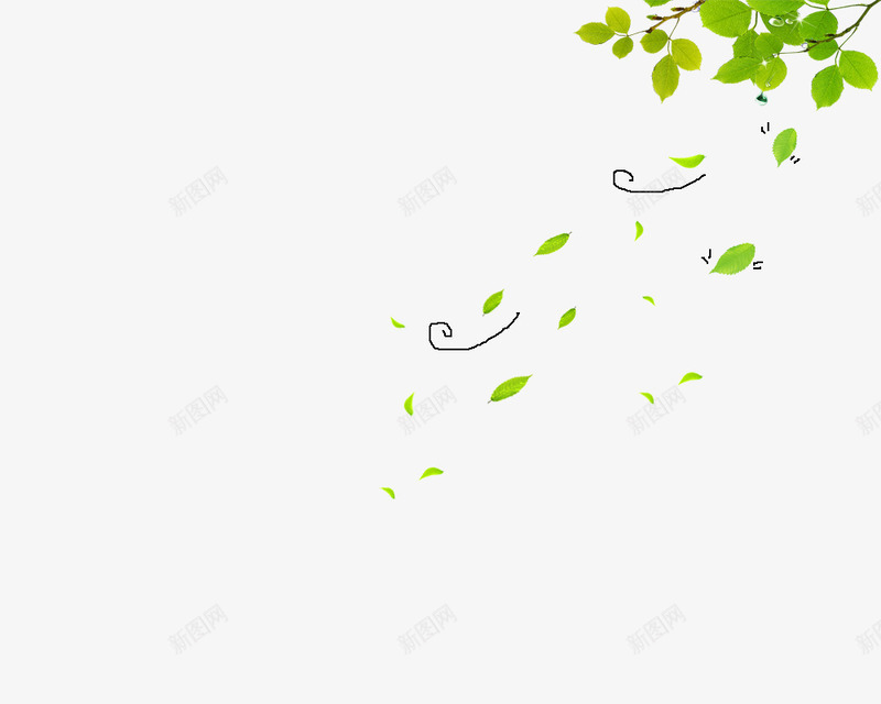 手绘风吹绿叶png免抠素材_88icon https://88icon.com 叶子 手绘 树叶 树枝 简约 绿色 风吹绿叶