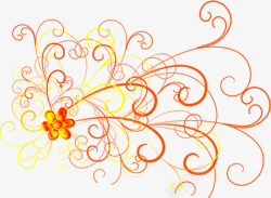 黄红色丝带花朵装饰素材