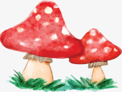 手绘风秋天红色蘑菇矢量图素材