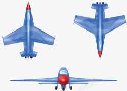 蓝色卡通战斗飞机矢量图素材