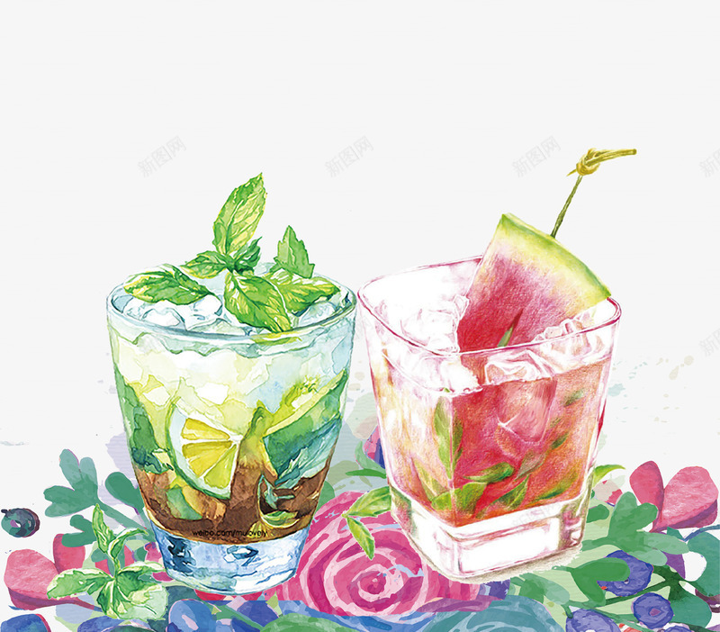 清凉夏季果汁饮料插画psd免抠素材_88icon https://88icon.com 夏季 插画 杯子 果汁 水果 海报 清凉 饮料