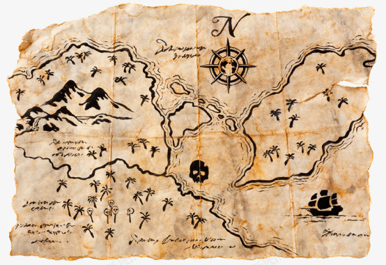 手稿古代寻宝地图图标图标
