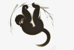 黑色艺术水墨猴子插画素材