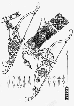 线描古代人物兵器素材