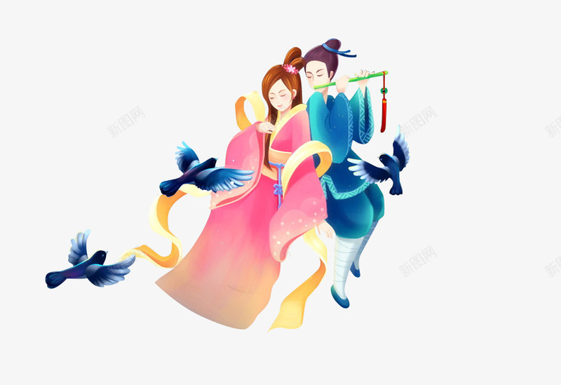 卡通手绘古代情侣png免抠素材_88icon https://88icon.com 人物插图 创意 动漫动画 卡通手绘 古代情侣 简约