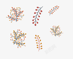 秋意树枝手绘树枝矢量图高清图片