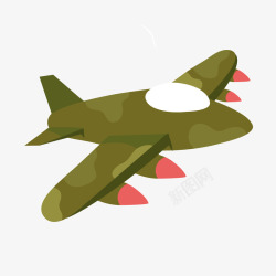 绿色卡通军用飞机矢量图素材