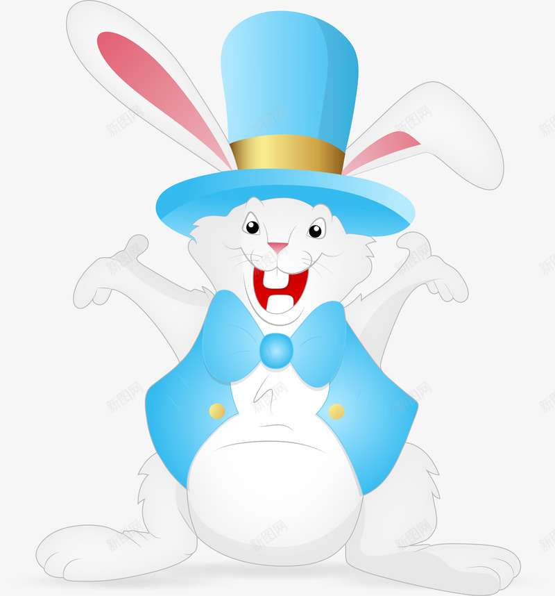 戴礼帽的可爱小兔子png免抠素材_88icon https://88icon.com 卡通手绘 可爱 小兔子 礼帽