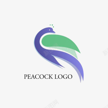 LOGO圆环蓝色孔雀图标图标