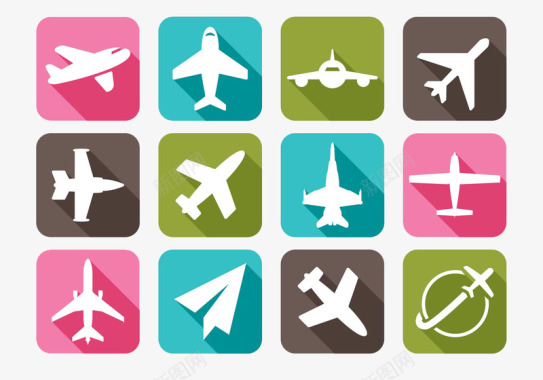 旅游卡通旅游飞机图标合集图标