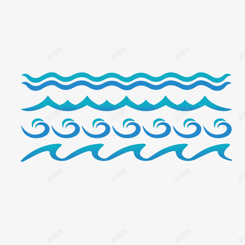蓝色海浪组合png免抠素材_88icon https://88icon.com 海水纹 渐变 纹路 组合 蓝色 重复纹路