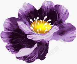 手绘紫色艺术分层花朵素材