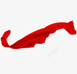 手绘红色中国风丝带素材