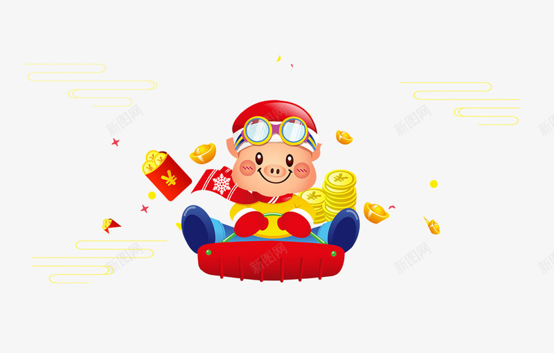 猪年撒红包来psd免抠素材_88icon https://88icon.com 2019 新年 猪年 红包