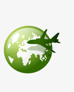 绿色飞机与地球矢量图素材