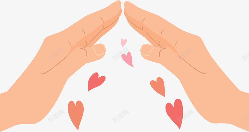 两只手撑起爱心png免抠素材_88icon https://88icon.com 两只手 卡通 手势 手绘 橙色 爱心 粉色 红色