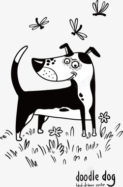 卡通黑狗卡通动物高清图片