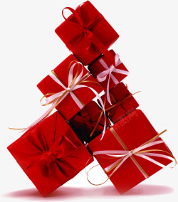 红色喜庆节日礼物丝带包装素材