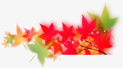 红绿色秋天枫叶海报素材