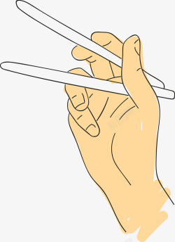 卡通拿着筷子的手素材