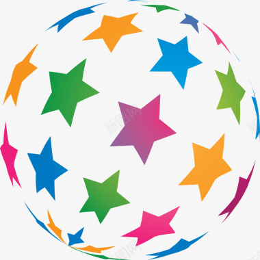 五角星组合球型图标图标