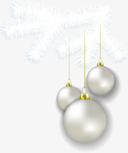 银色新年快乐银色圣诞节挂件高清图片