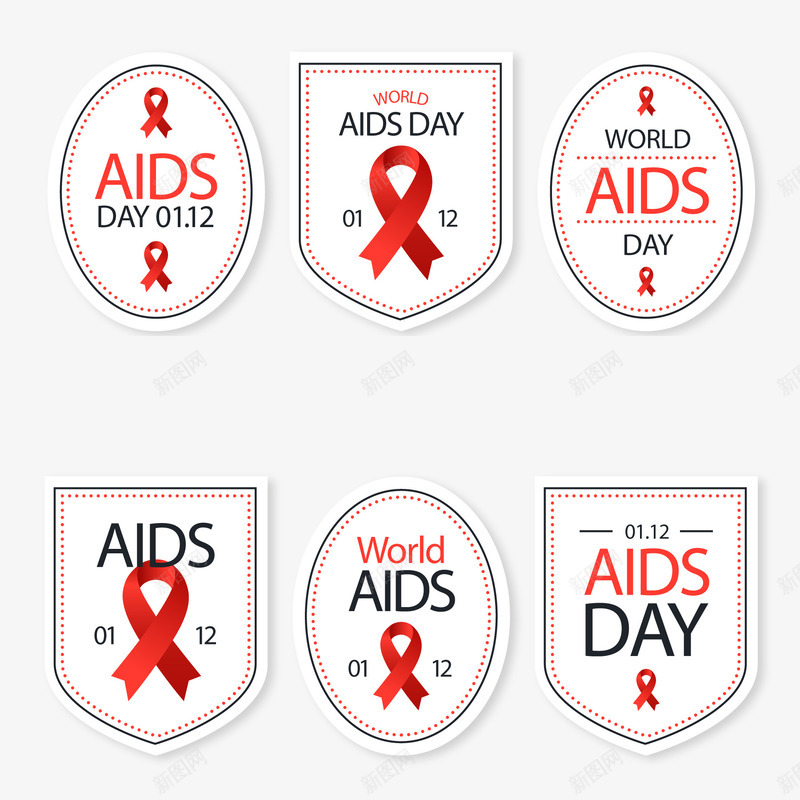 世界艾滋病日png免抠素材_88icon https://88icon.com 世界艾滋病日 白色贴纸 红丝带
