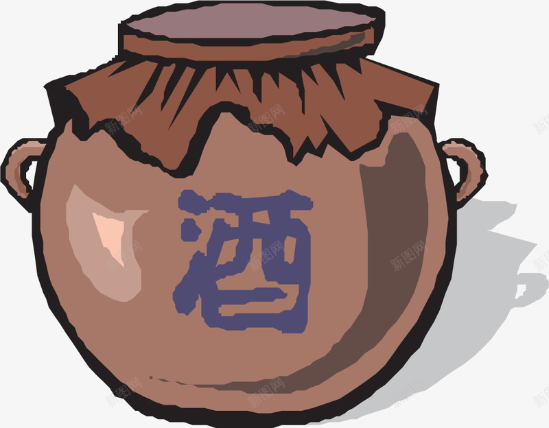 手绘酒坛png免抠素材_88icon https://88icon.com 古代 手绘 酒坛