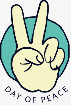 国际和平日胜利手势标签高清图片