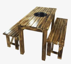 碳化木户外专用桌椅组合素材