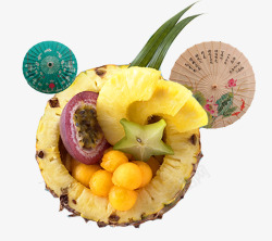 夏季水果菠萝饭素材
