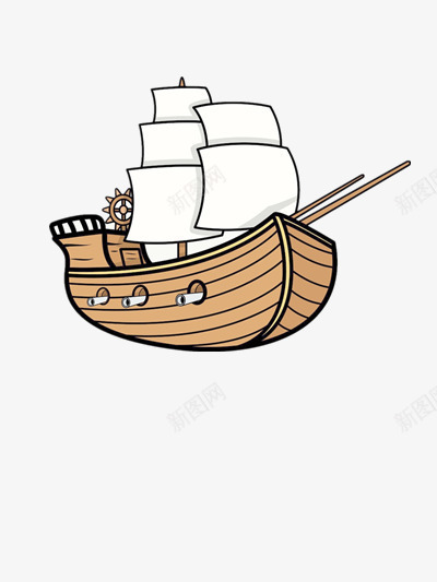 船png免抠素材_88icon https://88icon.com 交通工具 卡通船 古代船只 小木船 帆船 木船