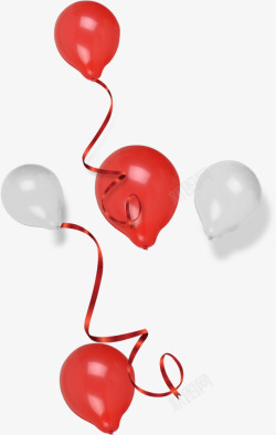 红白色丝带气球素材