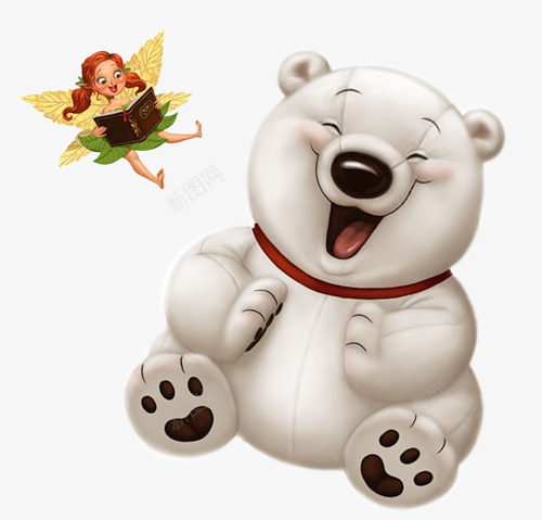 白色小熊和叶子精灵png免抠素材_88icon https://88icon.com 卡通玩具 布偶 熊娃娃 白色熊 精灵