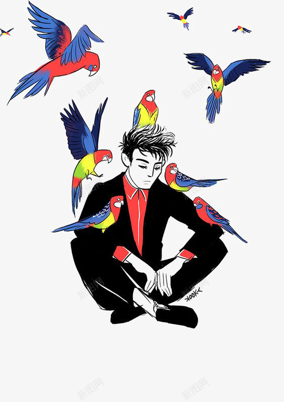 鹦鹉png免抠素材_88icon https://88icon.com 创意插画 卡通鹦鹉 小鸟 手绘鹦鹉 男生 飞翔的鹦鹉