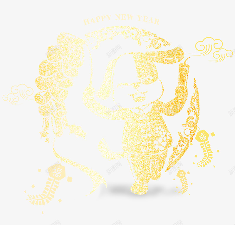 狗年金色剪纸psd分层图psd免抠素材_88icon https://88icon.com 狗年 狗年迎新 花边儿 金狗贺岁 金狗贺岁剪纸 金狗迎春 金狗送福 鞭炮