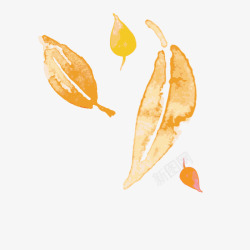 水彩黄色树叶图案素材