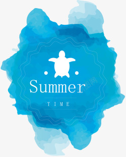 水彩蓝色夏季背景矢量图素材
