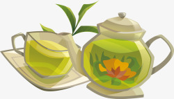 飘落的茶叶水彩茶叶一堆茶叶矢量图高清图片