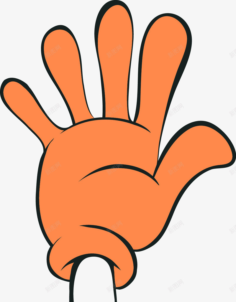 橙色卡通展开的手掌图png免抠素材_88icon https://88icon.com 卡通手 卡通手图 卡通竖拇指 可爱手指 手势 手型图 手姿势 手指 手掌 拇指 矢量手