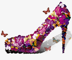 蝴蝶组成的鞋子素材