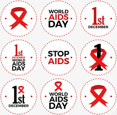 圆形白色艾滋病日图标图标