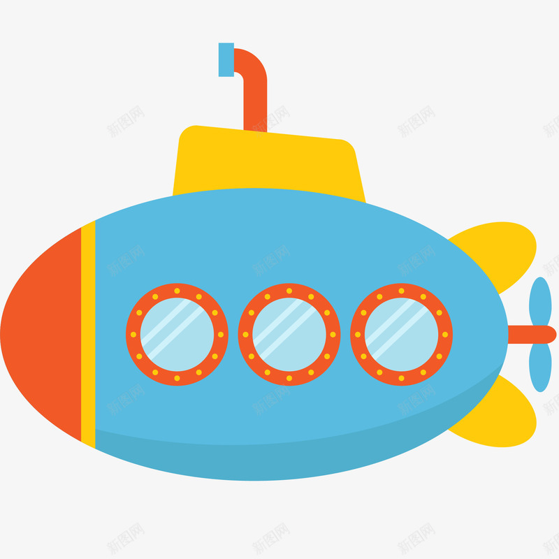 彩色潜水艇玩具插画png免抠素材_88icon https://88icon.com 儿童节 六一 彩色潜水艇玩具插画 潜水艇 玩具 矢量潜水艇