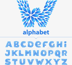 水滴拼图蓝色字母素材