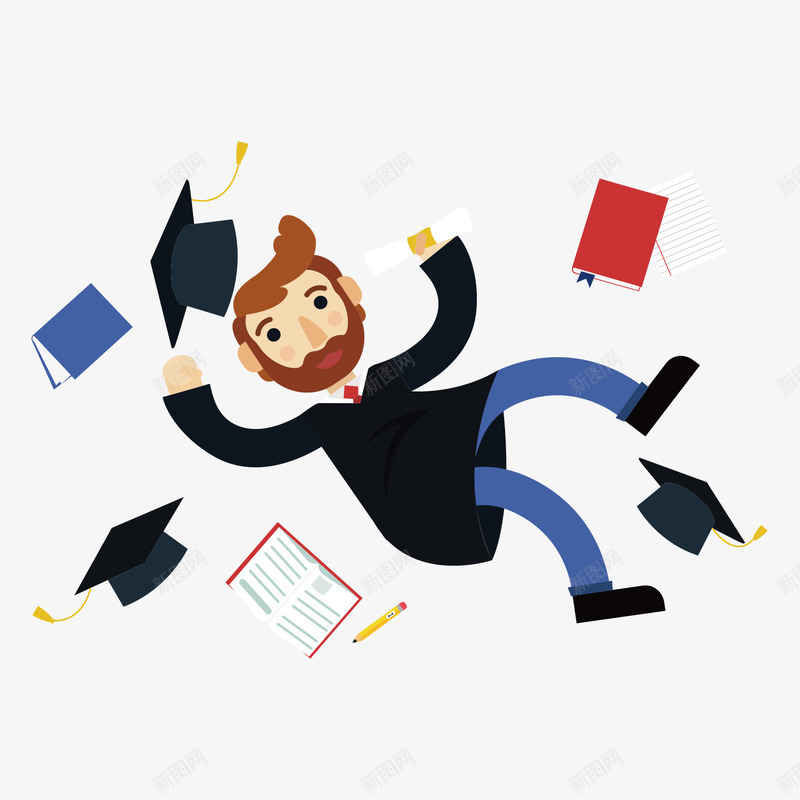 毕业季书本博士帽组合矢量图ai免抠素材_88icon https://88icon.com 书本博士帽组合 创意扔博士帽 毕业季 毕业季人物 海报设计 矢量图