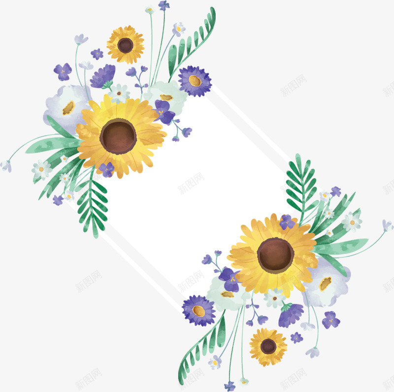 秋天手绘向日葵边框矢量图ai免抠素材_88icon https://88icon.com 向日葵 向日葵边框 手绘风 矢量png 秋天 秋天向日葵 矢量图